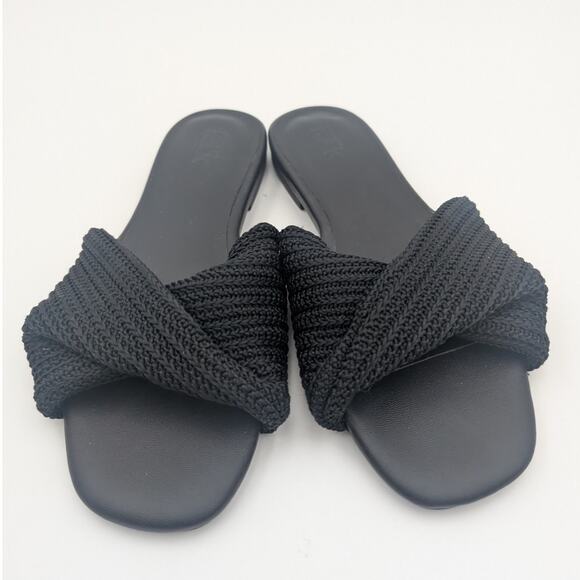 Nordstrom Chantelle Slide Sandal Women's Twist Front Black Size US8M EU39 - Picture 2 of 9